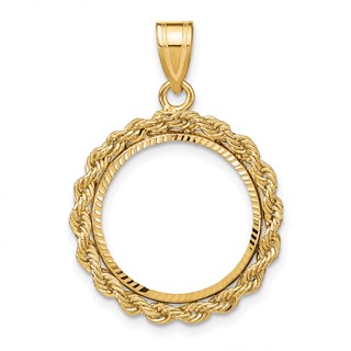 Gold Polished Rope with Diamond-cut Prong Bezel Pendant