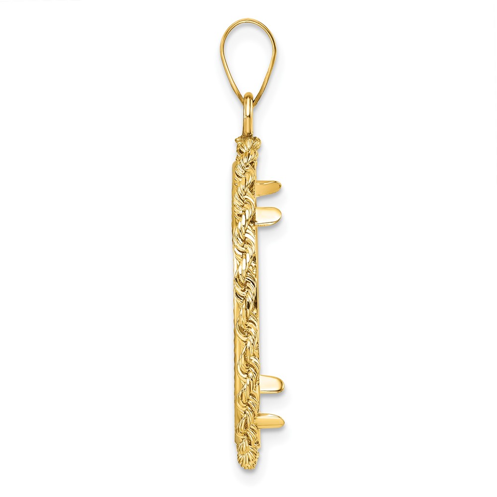 Wideband Distinguished Coin Jewelry 14k Diamond-cut with Rope 27.0mm Prong Coin Bezel Pendant (C8178/27.0)