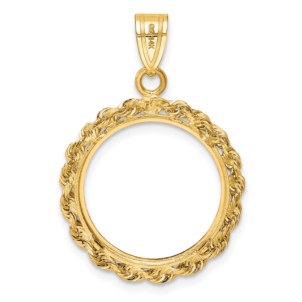 Wideband Distinguished Coin Jewelry 14k Polished Rope 16.5mm Prong Coin Bezel Pendant (C3012/16.5)