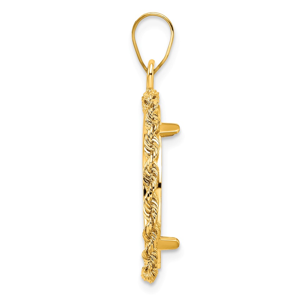 Wideband Distinguished Coin Jewelry 14k Polished Rope 18.0mm Prong Coin Bezel Pendant (C3012/18.0)