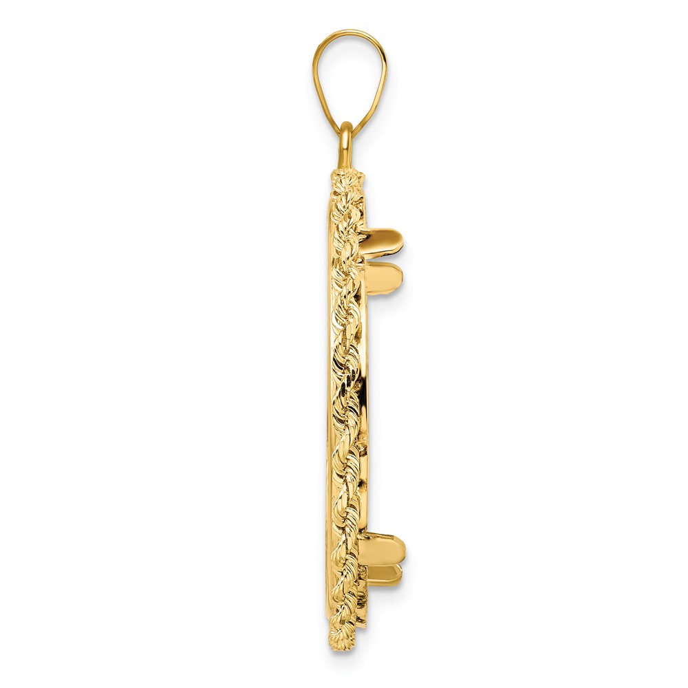 Wideband Distinguished Coin Jewelry 14k Polished Rope 27.0mm Prong Coin Bezel Pendant (C3012/27.0)