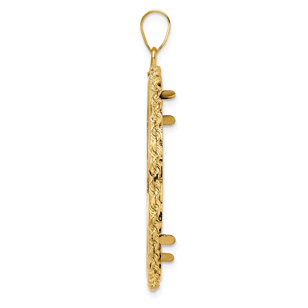 Wideband Distinguished Coin Jewelry 14k Polished Rope 32.0mm Prong Coin Bezel Pendant (C3012/32.0)