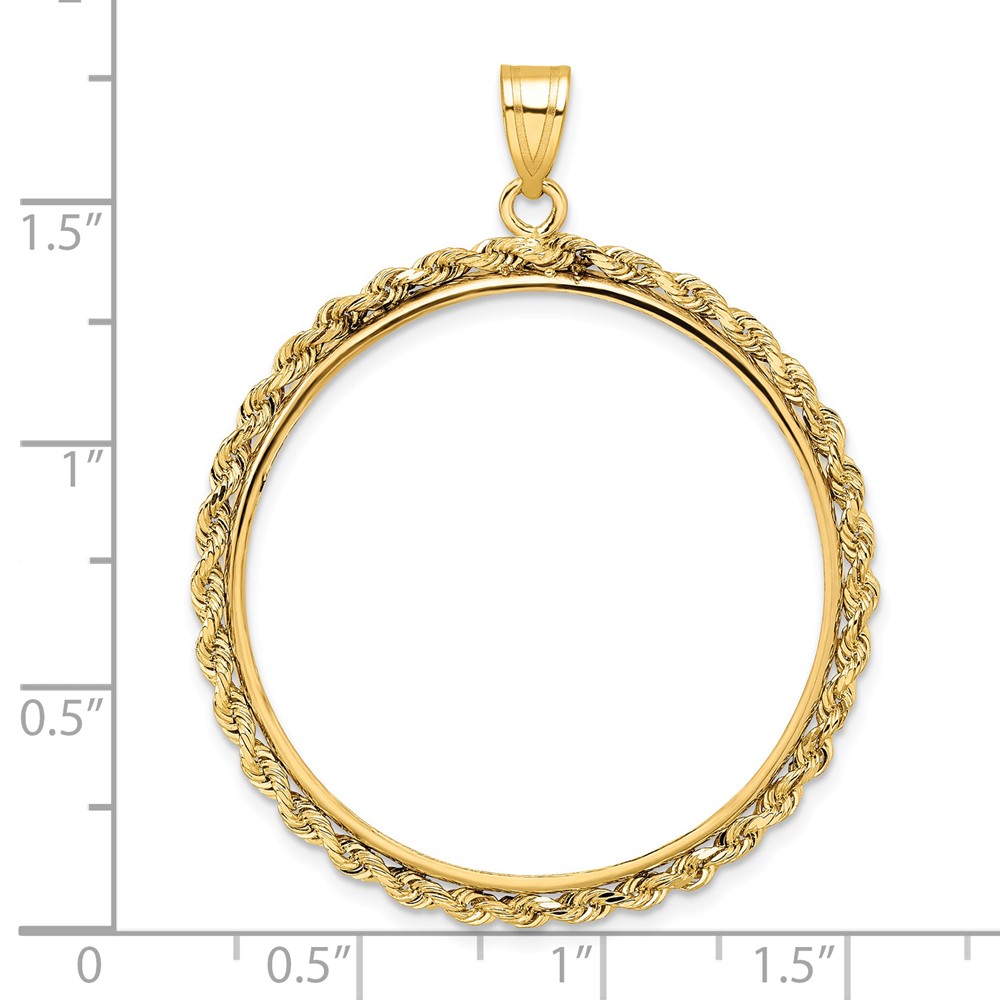Wideband Distinguished Coin Jewelry 14k Polished Rope 32.0mm Prong Coin Bezel Pendant (C3012/32.0)