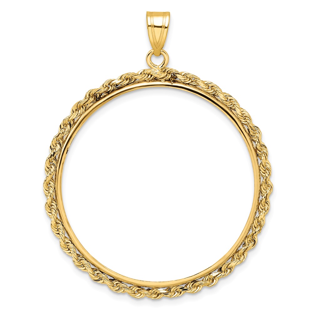 Wideband Distinguished Coin Jewelry 14k Polished Rope 32.0mm Prong Coin Bezel Pendant (C3012/32.0)