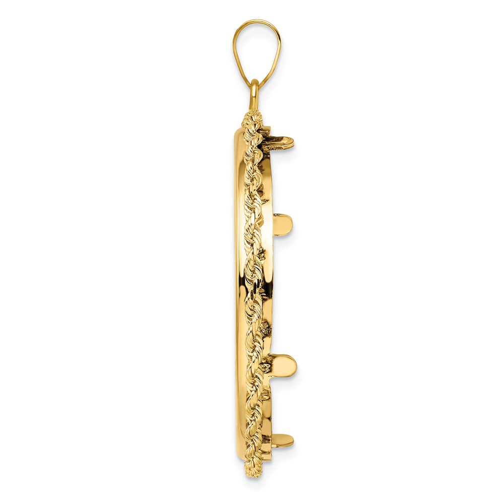 Wideband Distinguished Coin Jewelry 14k Polished Rope 32.7mm Prong Coin Bezel Pendant (C3012/32.7)