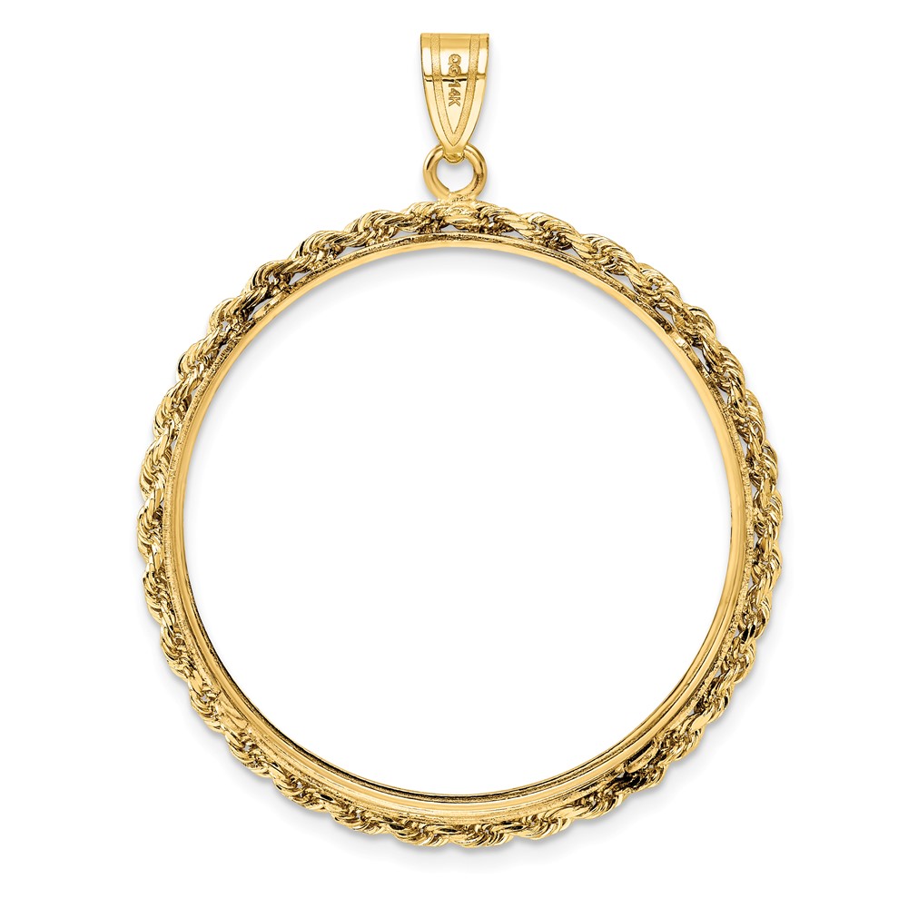 Wideband Distinguished Coin Jewelry 14k Polished Rope 32.7mm Prong Coin Bezel Pendant (C3012/32.7)