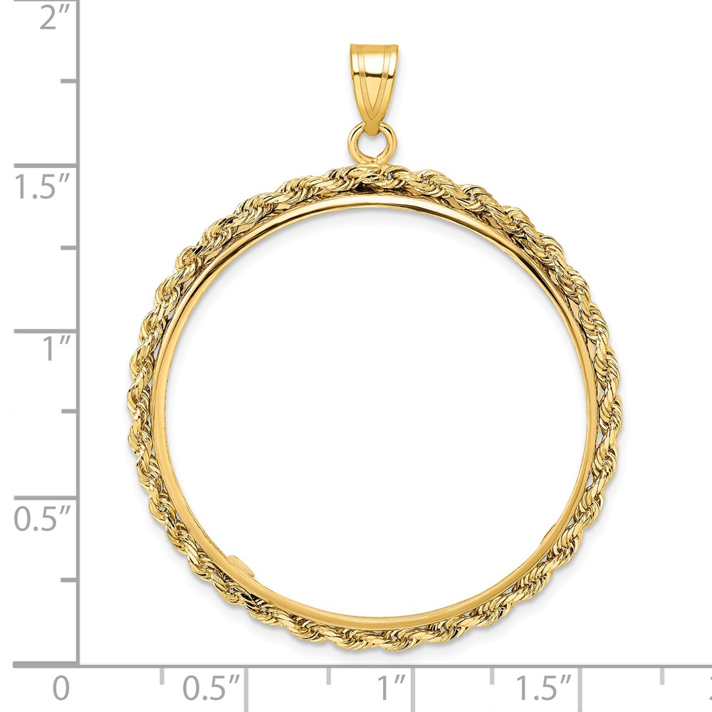 Wideband Distinguished Coin Jewelry 14k Polished Rope 32.7mm Prong Coin Bezel Pendant (C3012/32.7)