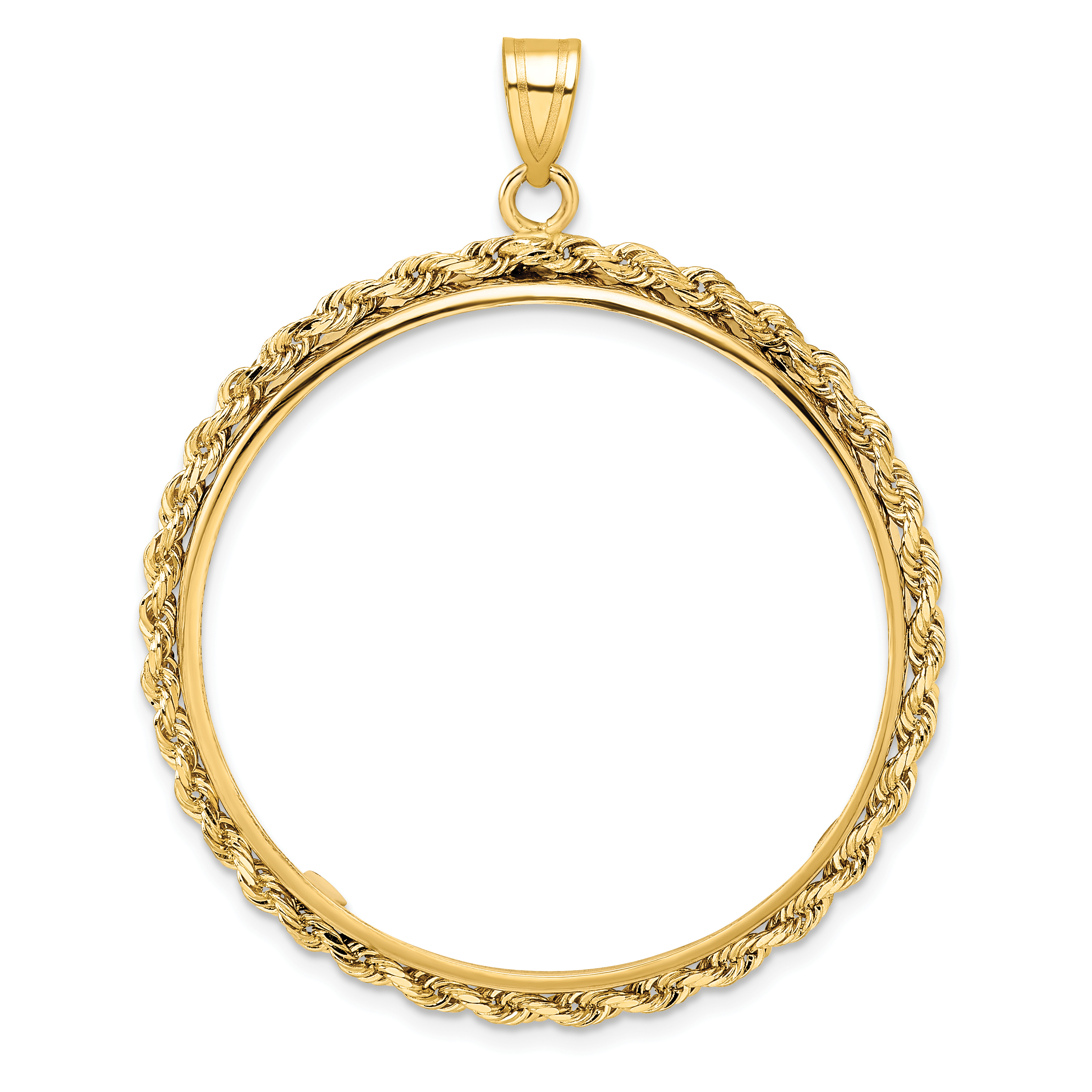 Wideband Distinguished Coin Jewelry 14k Polished Rope 32.7mm Prong Coin Bezel Pendant (C3012/32.7)