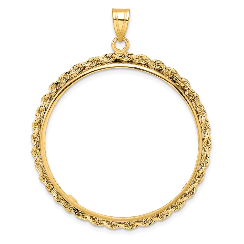 Wideband Distinguished Coin Jewelry 14k Polished Rope 32.7mm Prong Coin Bezel Pendant (C3012/32.7)