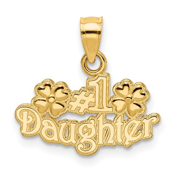 Gold #1 DAUGHTER with Flowers Pendant