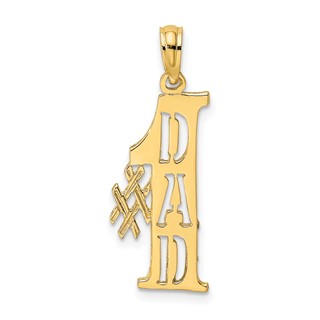 Gold #1 DAD Vertical Cut-out  Pendant