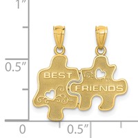 14K Yellow Gold Best Friends 2-Piece Break-apart Puzzle Pieces Charm view 2