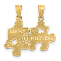 14K Yellow Gold Best Friends 2-Piece Break-apart Puzzle Pieces Charm view 1