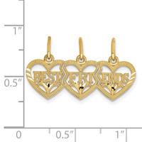 14K Yellow Gold Triple Heart Diamond-cut Best Friends 3-Piece Break-apart Pendant view 4