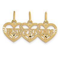 14K Yellow Gold Triple Heart Diamond-cut Best Friends 3-Piece Break-apart Pendant view 1