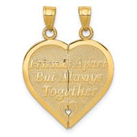 14K Yellow Gold Reversible Forever and Ever Friends 2-Piece Break-apart Heart Pendant view 3