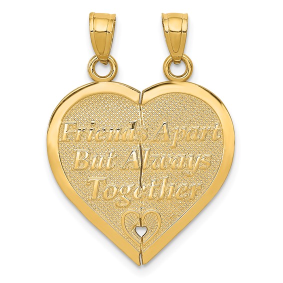 14k Reversible FOREVER AND EVER/FRIENDS 2-Piece Break-apart Heart Pendant