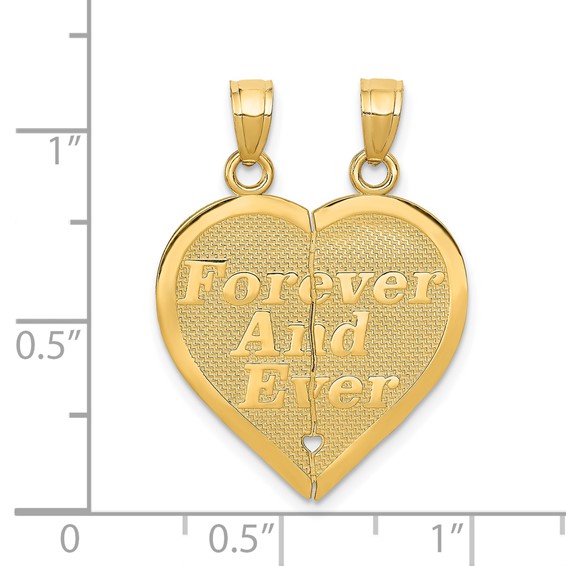 14k Reversible FOREVER AND EVER/FRIENDS 2-Piece Break-apart Heart Pendant