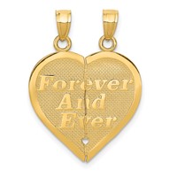 14K Yellow Gold Reversible Forever and Ever Friends 2-Piece Break-apart Heart Pendant view 1
