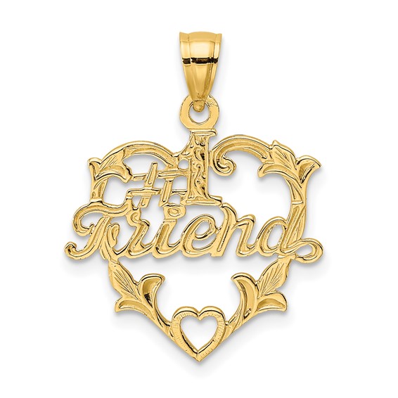14k #1 FRIEND in Heart Charm