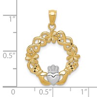 14K and White Rhodium Claddagh Pendant view 4