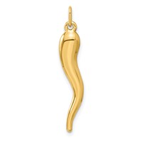 14K Yellow Gold 3-D Italian Horn Charm view 3