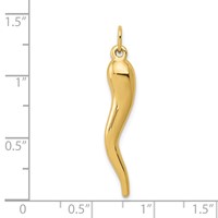 14K Yellow Gold 3-D Italian Horn Charm view 4