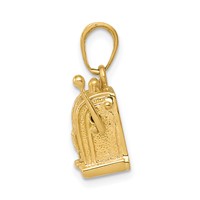 14K Yellow Gold 3-D Moveable Handle Slot Machine Pendant view 2