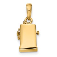 14K Yellow Gold 3-D Moveable Handle Slot Machine Pendant view 3