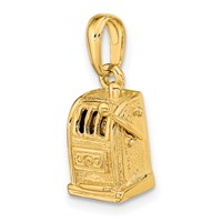 14K Yellow Gold 3-D Moveable Handle Slot Machine Pendant view 5