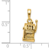 14K Yellow Gold 3-D Moveable Handle Slot Machine Pendant view 4