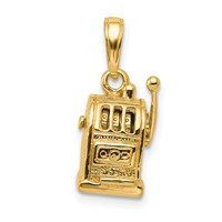 14K Yellow Gold 3-D Moveable Handle Slot Machine Pendant view 1