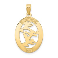 14K Yellow Gold Chinese Happiness Symbol in Oval Frame Pendant view 4