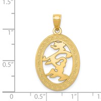 14K Yellow Gold Chinese Happiness Symbol in Oval Frame Pendant view 3