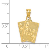 14K Yellow Gold Ace of Hearts and Ace of Spades All In! Cards Pendant view 4