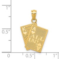 14K Yellow Gold Ace of Hearts and King of Hearts All In! Cards Pendant view 4