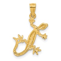 14K Yellow Gold Diamond-Cut Lizard Pendant view 3