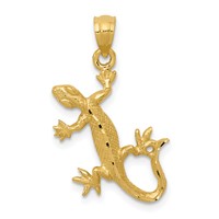14K Yellow Gold Diamond-Cut Lizard Pendant view 1