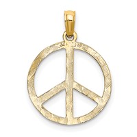 14K Textured Peace Sign Pendant view 3