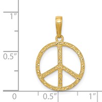 14K Textured Peace Sign Pendant view 4