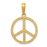 14K Textured Peace Sign Pendant view 1