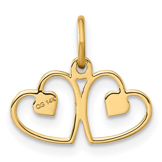 Gold Satin Diamond-cut Heart Charm