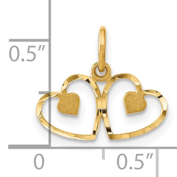 Gold Satin Diamond-cut Heart Charm