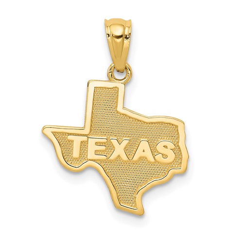 14K Yellow Gold State of Texas Map Pendant