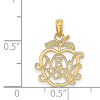 14K Yellow Gold New York in Apple Cut-out Charm view 4