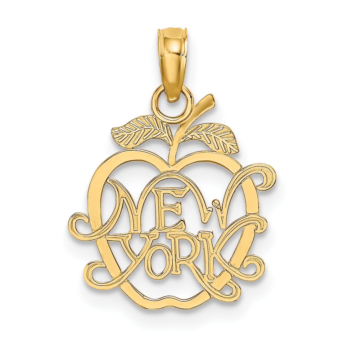 14k NEW YORK in Apple Cut-out Charm (C3071)