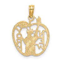 14K Yellow Gold Cut-out New York Charm with Statue of Liberty in Apple view 3