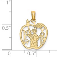 14K Yellow Gold Cut-out New York Charm with Statue of Liberty in Apple view 4