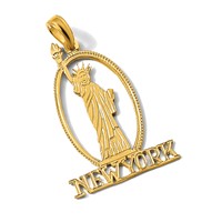 14K Yellow Gold Cut-out New York Charm with Statue of Liberty view 5