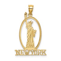 14K Yellow Gold Cut-out New York Charm with Statue of Liberty view 1